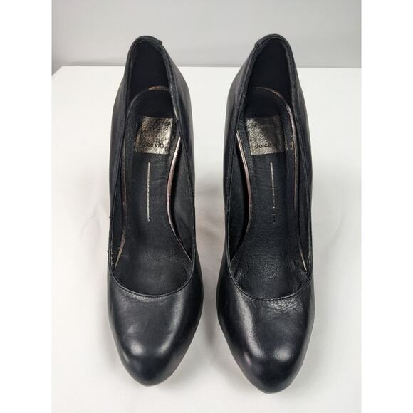 Dolce Vita Platform Heels Black Leather 8 FMP Hidden Platform Stiletto Sexy Goth - Picture 1 of 6